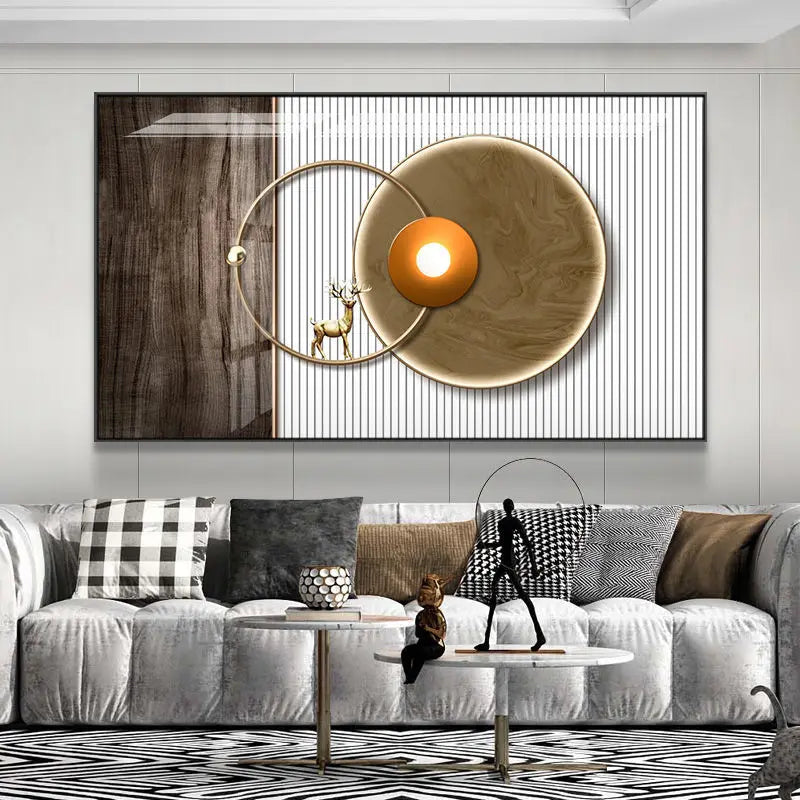 Abstract Sun & Moon Canvas Wall Art for Modern Loft Decor