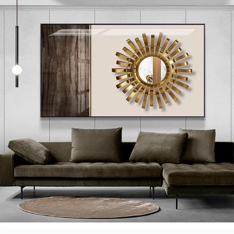 Abstract Sun & Moon Canvas Wall Art for Modern Loft Decor