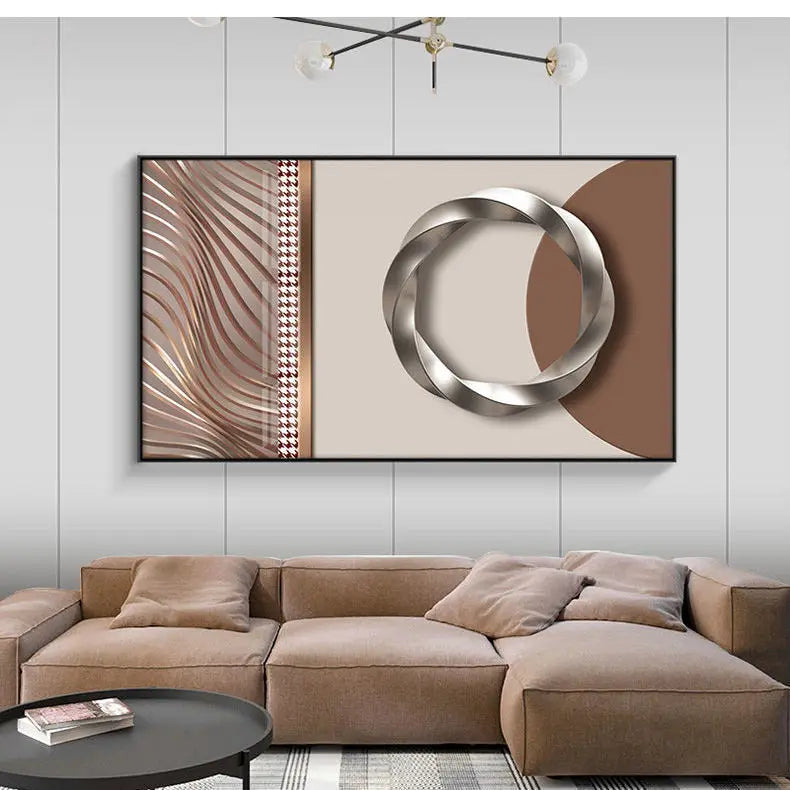 Abstract Sun & Moon Canvas Wall Art for Modern Loft Decor