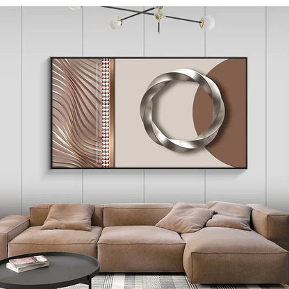 Abstract Sun & Moon Canvas Wall Art for Modern Loft Decor