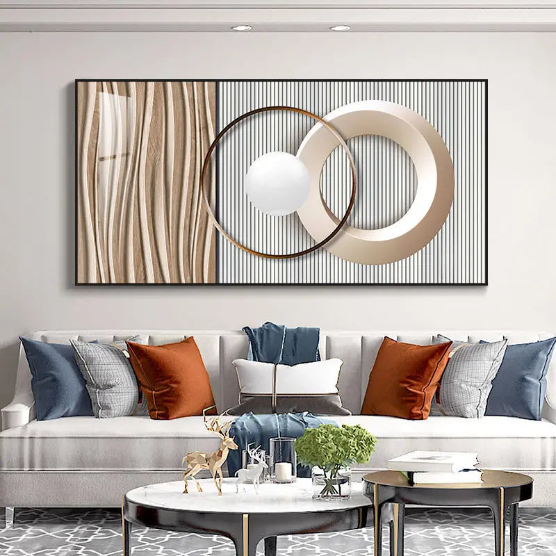 Abstract Sun & Moon Canvas Wall Art for Modern Loft Decor