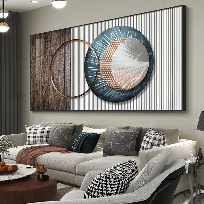 Abstract Sun & Moon Canvas Wall Art for Modern Loft Decor