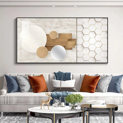 Abstract Sun & Moon Canvas Wall Art for Modern Loft Decor