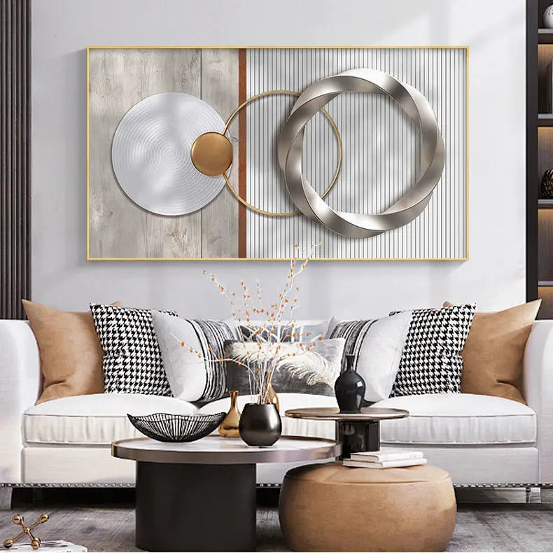 Abstract Sun & Moon Canvas Wall Art for Modern Loft Decor