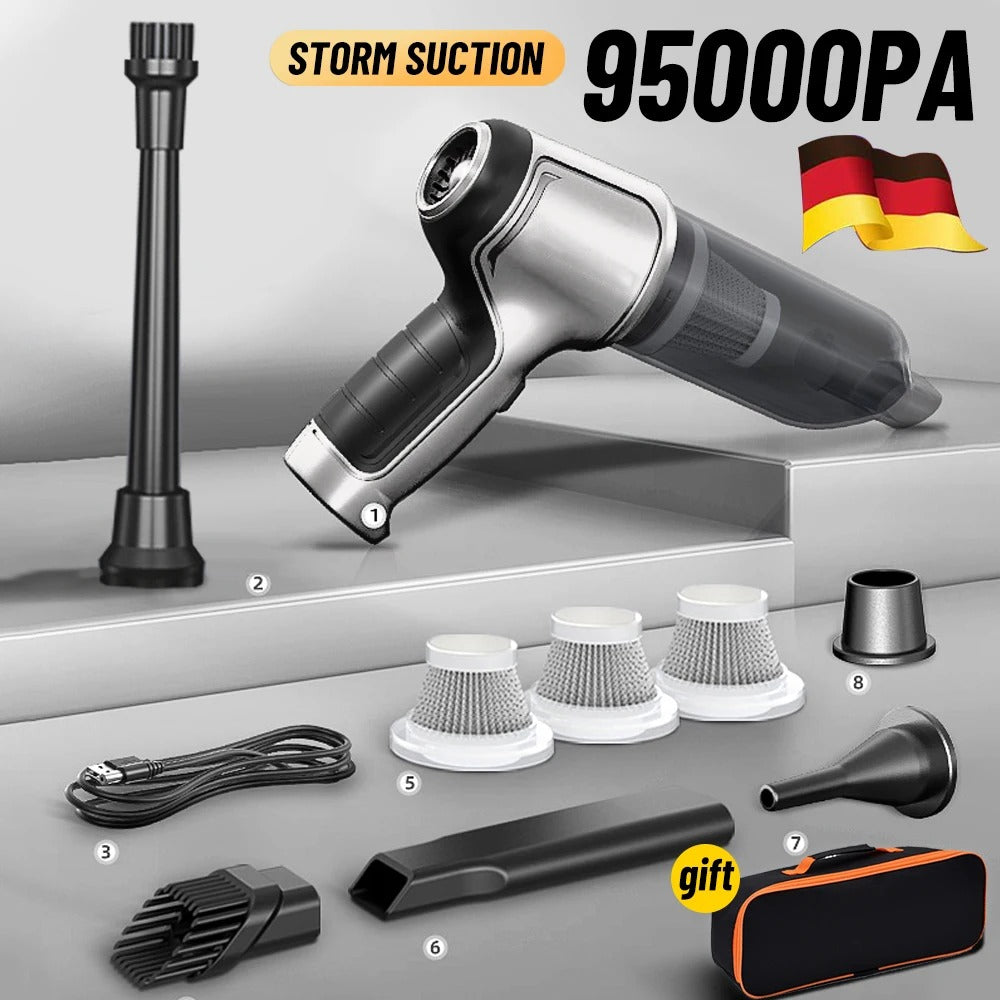 Cordless Car Vacuum Cleaner with 95000PA Suction Power – Lightweight & Quiet