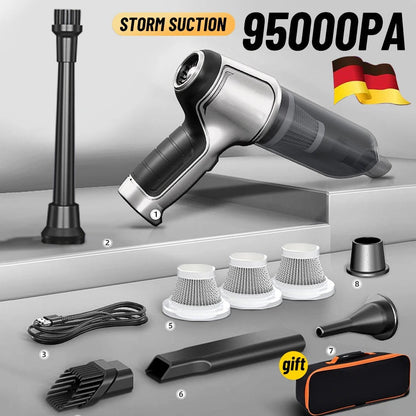 Cordless Car Vacuum Cleaner with 95000PA Suction Power – Lightweight & Quiet