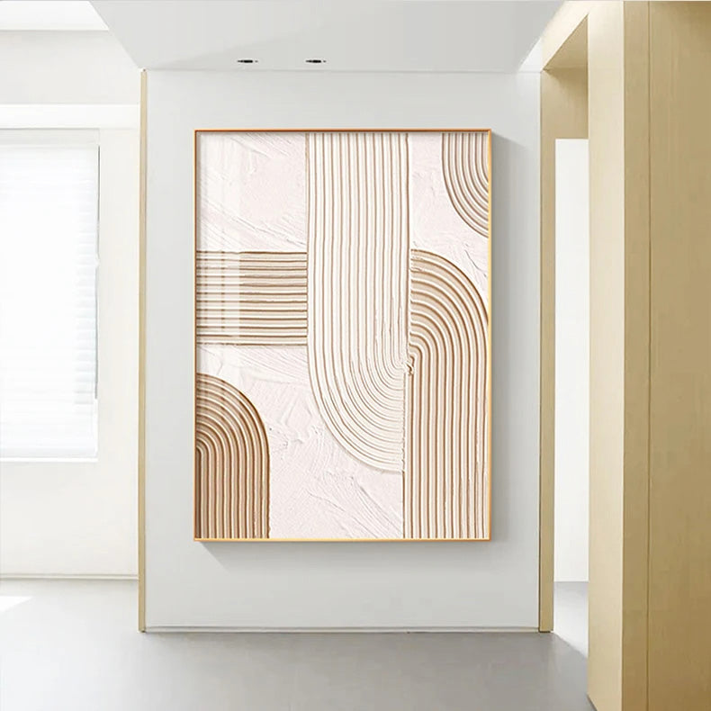 Beige Geometric Lines Modern Abstract Canvas Wall Art for Home Decor