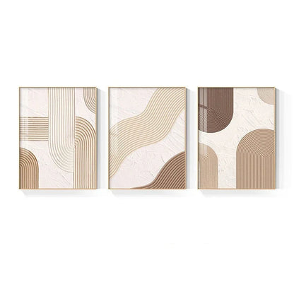 Beige Geometric Lines Modern Abstract Canvas Wall Art for Home Decor