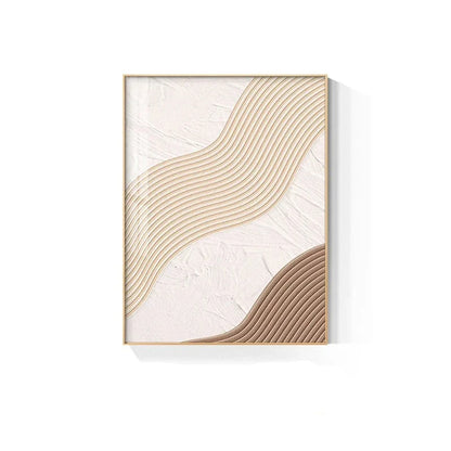 Beige Geometric Lines Modern Abstract Canvas Wall Art for Home Decor
