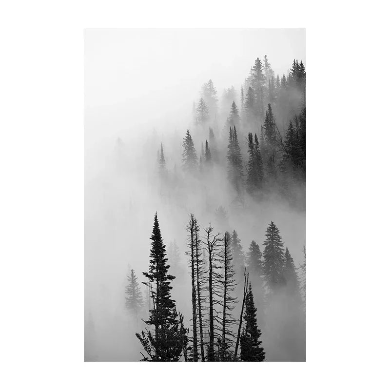 Black & White Wilderness Deer Eagle Landscape Canvas Wall Art Decor