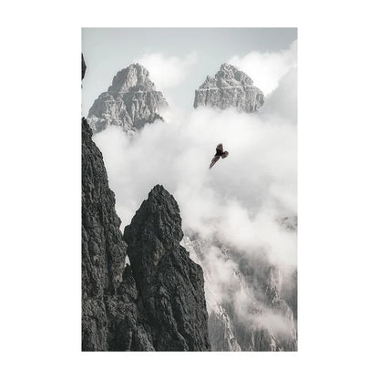 Black & White Wilderness Deer Eagle Landscape Canvas Wall Art Decor