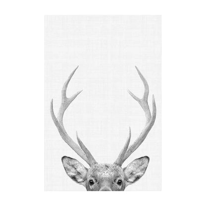 Black & White Wilderness Deer Eagle Landscape Canvas Wall Art Decor
