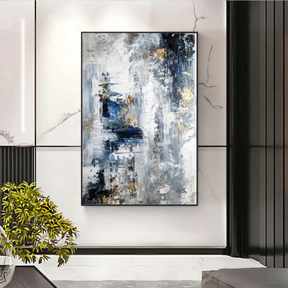 Blue Gray Contemporary Abstract Canvas Art for Living Room & Office