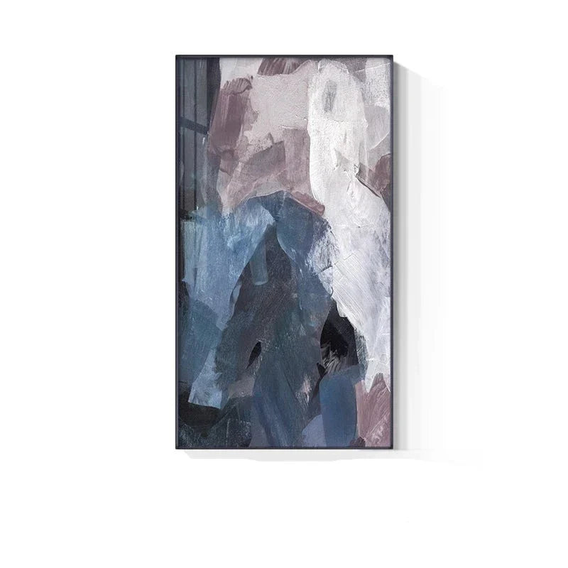 Blue Mauve Purple Abstract Color Block Canvas Wall Art for Luxury