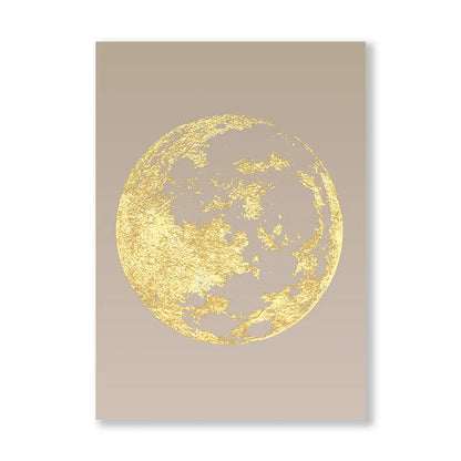 Blue Minimalist Golden Abstract Floral Canvas Art for Luxury Decor