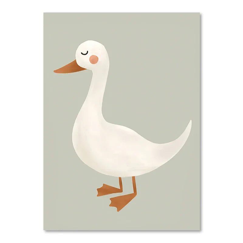 Cute Baby Animals Nursery Wall Art Canvas Prints for Kids' Room Decor