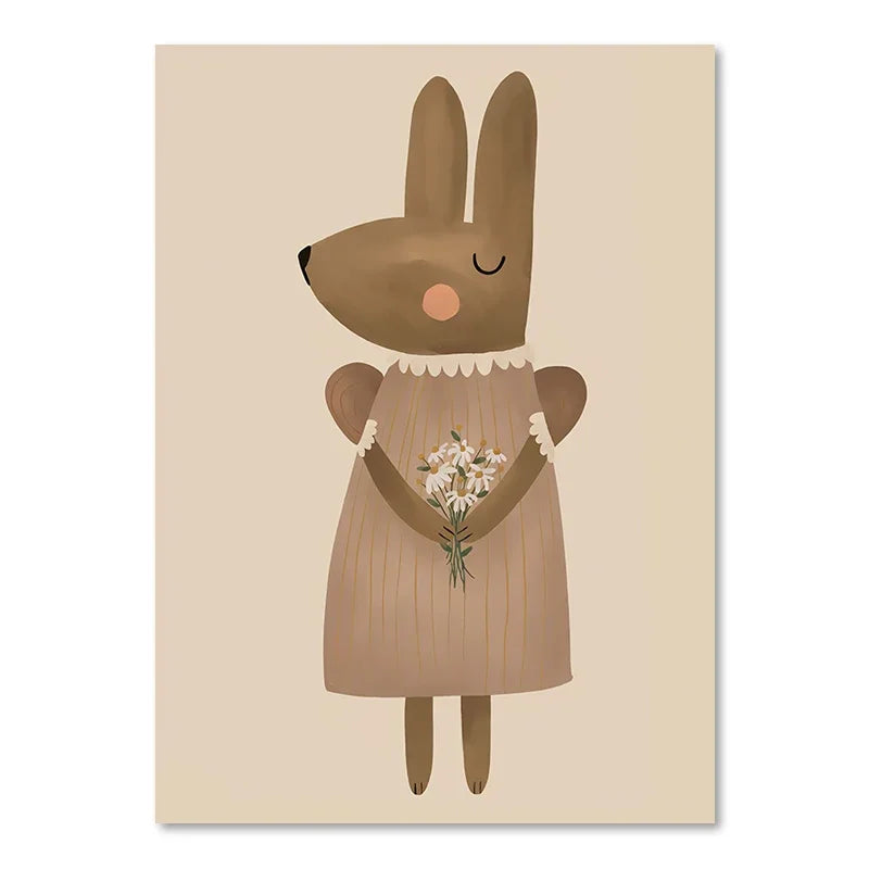 Cute Baby Animals Nursery Wall Art Canvas Prints for Kids' Room Decor