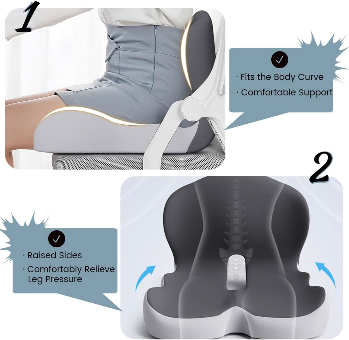 Ergonomic seat cushion with lumbar support
