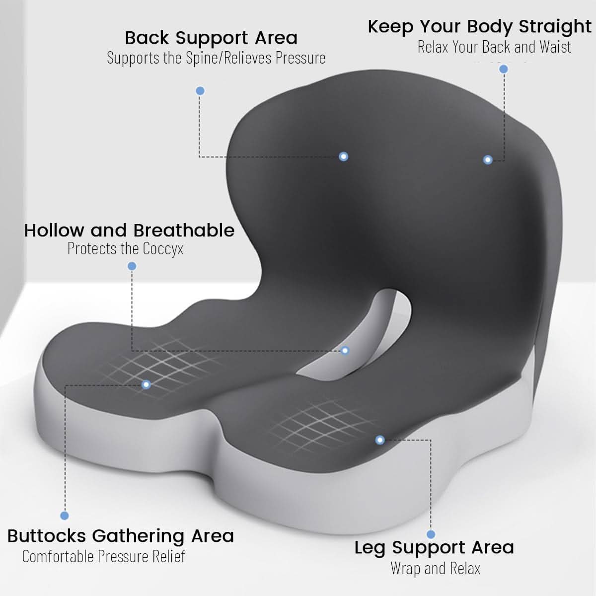 Ergonomic seat cushion with lumbar support