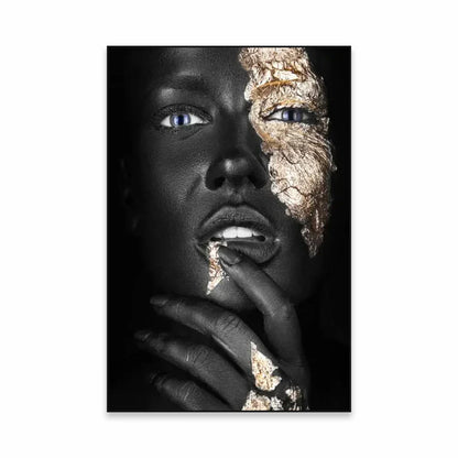 Golden Girl Fashion Canvas Art Print - Modern Abstract Portrait Decor