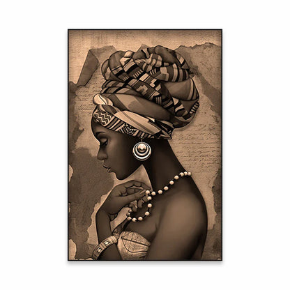 Golden Girl Fashion Canvas Art Print - Modern Abstract Portrait Decor