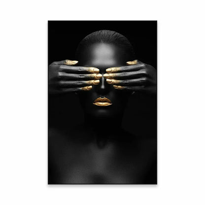 Golden Girl Fashion Canvas Art Print - Modern Abstract Portrait Decor