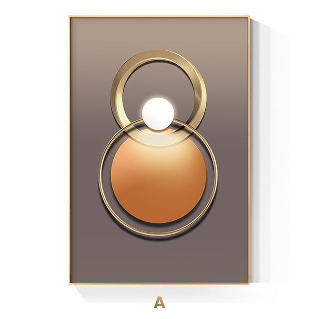 Golden Ring Abstract Wall Art Canvas Print for Luxury Home Decor