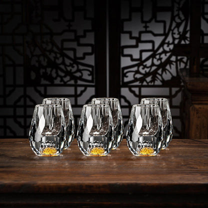 Luxury crystal glasses with gold flakes - Handcrafted - Set of 2 - For whisky & premium drinks