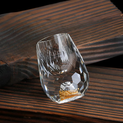 Luxury crystal glasses with gold flakes - Handcrafted - Set of 2 - For whisky & premium drinks