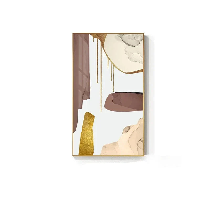 Mauve Beige Golden Abstract Canvas Wall Art for Modern Interiors