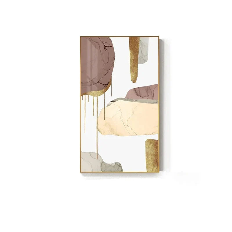 Mauve Beige Golden Abstract Canvas Wall Art for Modern Interiors
