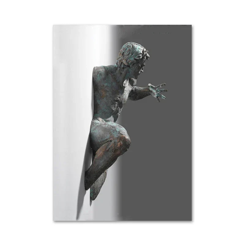 Minimalist Abstract Iron Statue Wall Art Canvas Print for Home Decor