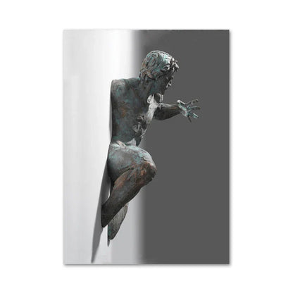 Minimalist Abstract Iron Statue Wall Art Canvas Print for Home Decor