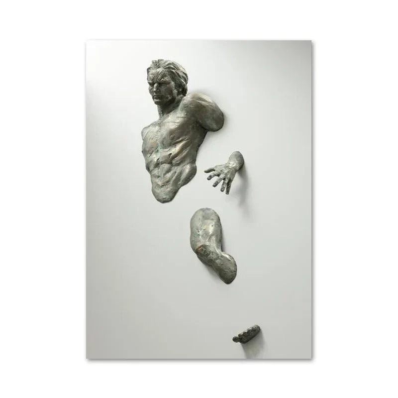Minimalist Abstract Iron Statue Wall Art Canvas Print for Home Decor