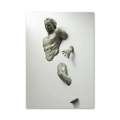 Minimalist Abstract Iron Statue Wall Art Canvas Print for Home Decor
