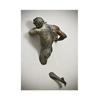 Minimalist Abstract Iron Statue Wall Art Canvas Print for Home Decor