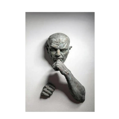 Minimalist Abstract Iron Statue Wall Art Canvas Print for Home Decor