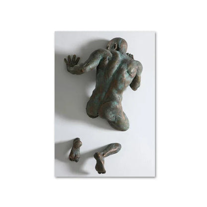 Minimalist Abstract Iron Statue Wall Art Canvas Print for Home Decor