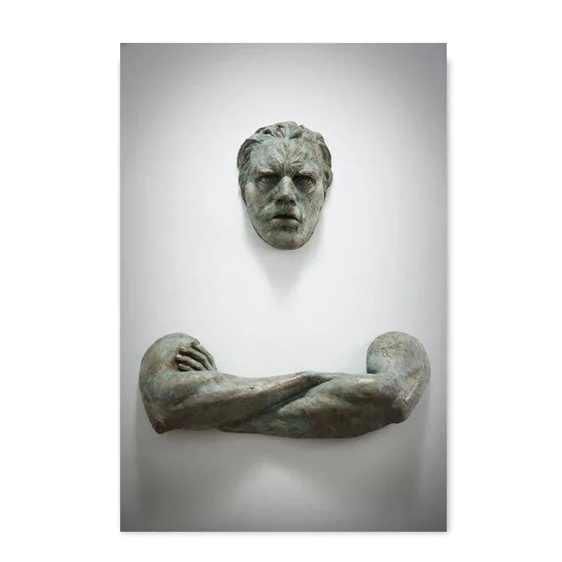 Minimalist Abstract Iron Statue Wall Art Canvas Print for Home Decor