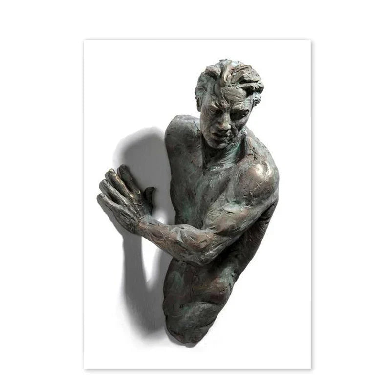 Minimalist Abstract Iron Statue Wall Art Canvas Print for Home Decor