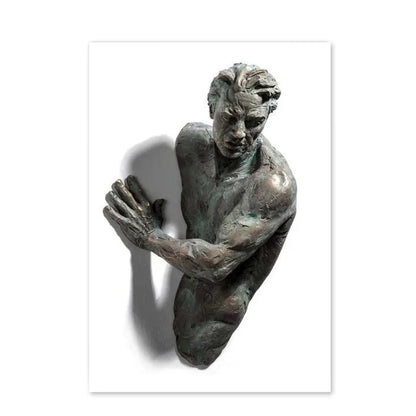 Minimalist Abstract Iron Statue Wall Art Canvas Print for Home Decor
