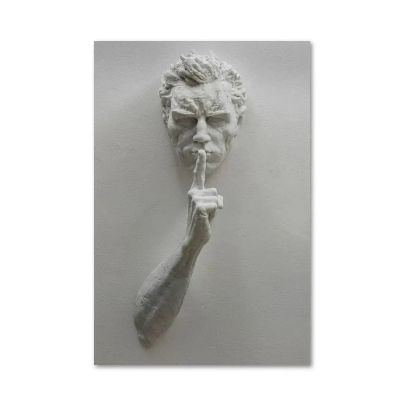 Minimalist Abstract Iron Statue Wall Art Canvas Print for Home Decor