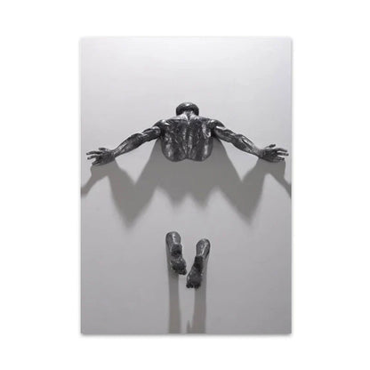 Minimalist Abstract Iron Statue Wall Art Canvas Print for Home Decor