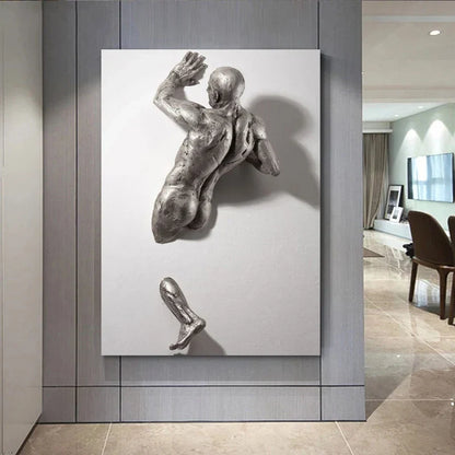 Minimalist Abstract Iron Statue Wall Art Canvas Print for Home Decor
