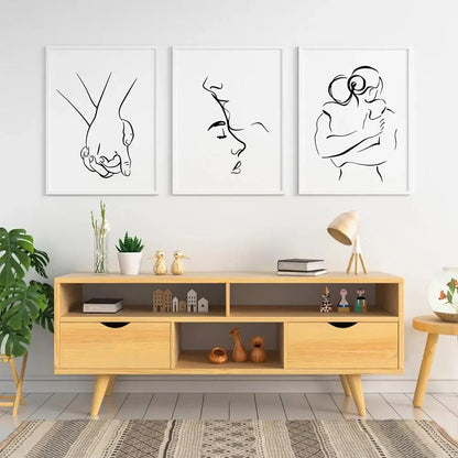 Minimalist Lovers Line Art Canvas Print for Home Decor Unframed