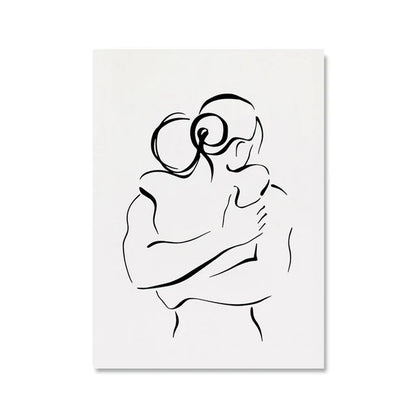 Minimalist Lovers Line Art Canvas Print for Home Decor Unframed
