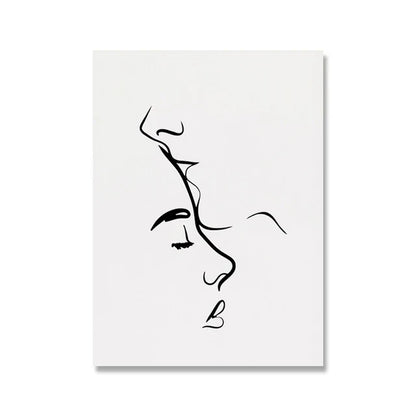 Minimalist Lovers Line Art Canvas Print for Home Decor Unframed