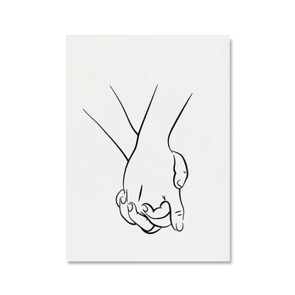Minimalist Lovers Line Art Canvas Print for Home Decor Unframed