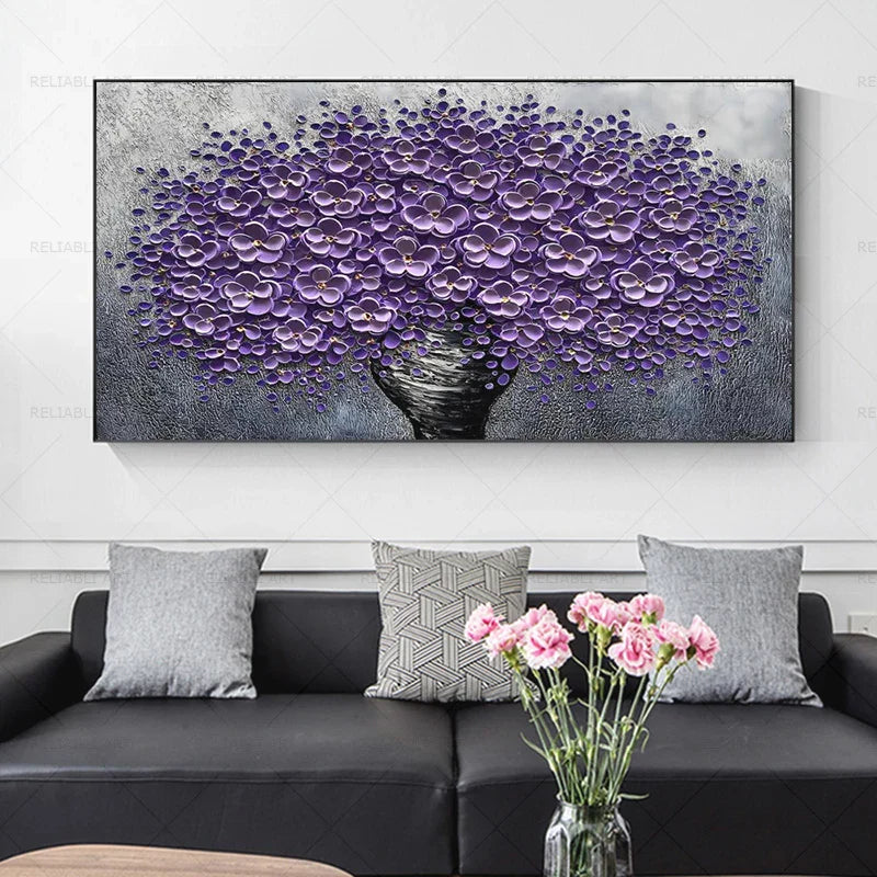 Modern Abstract Flower Tree Canvas Art for Living Room & Office Decor