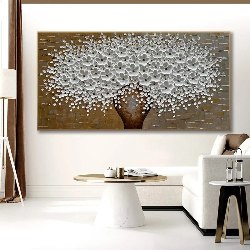Modern Abstract Flower Tree Canvas Art for Living Room & Office Decor